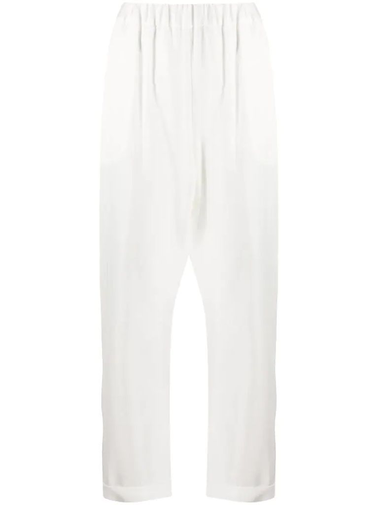 elasticated cropped leg trousers