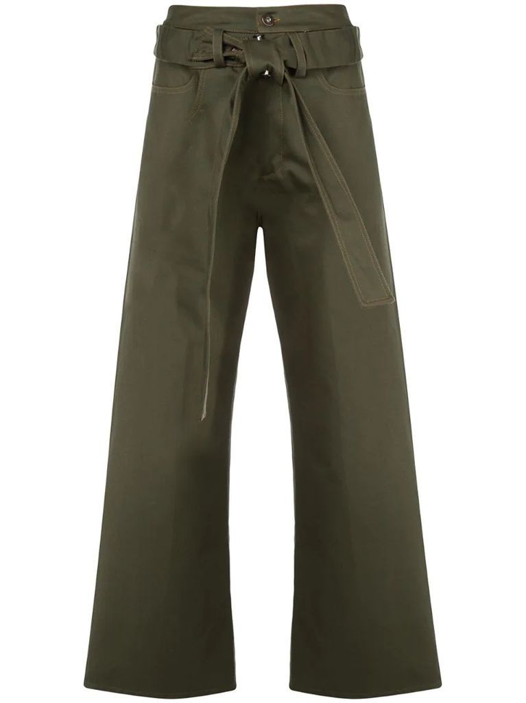 high-waisted belted trousers