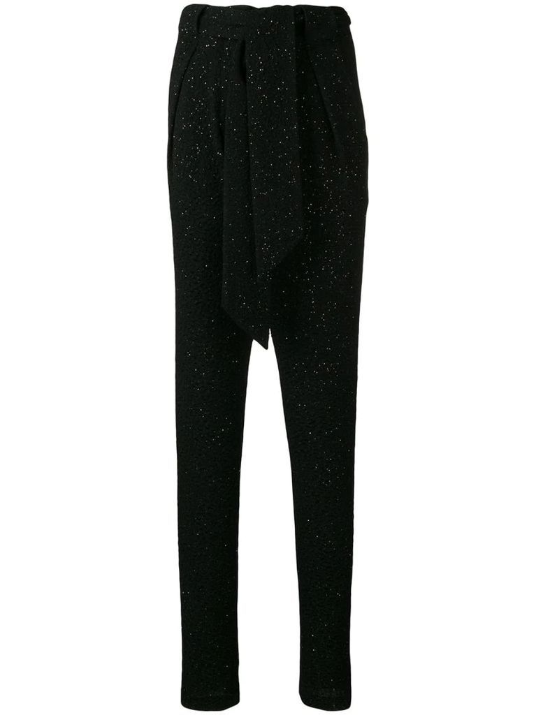 glitter tapered trousers