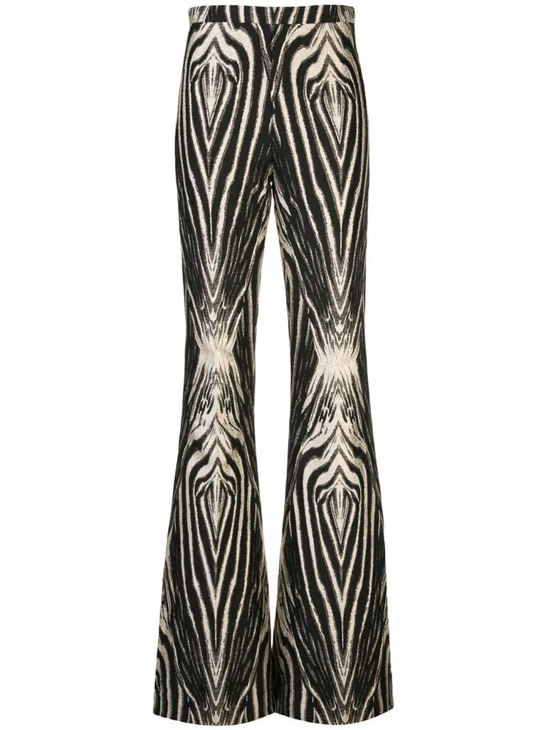 zebra print flared trousers