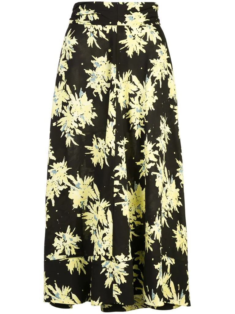 Splatter Floral Seamed Skirt