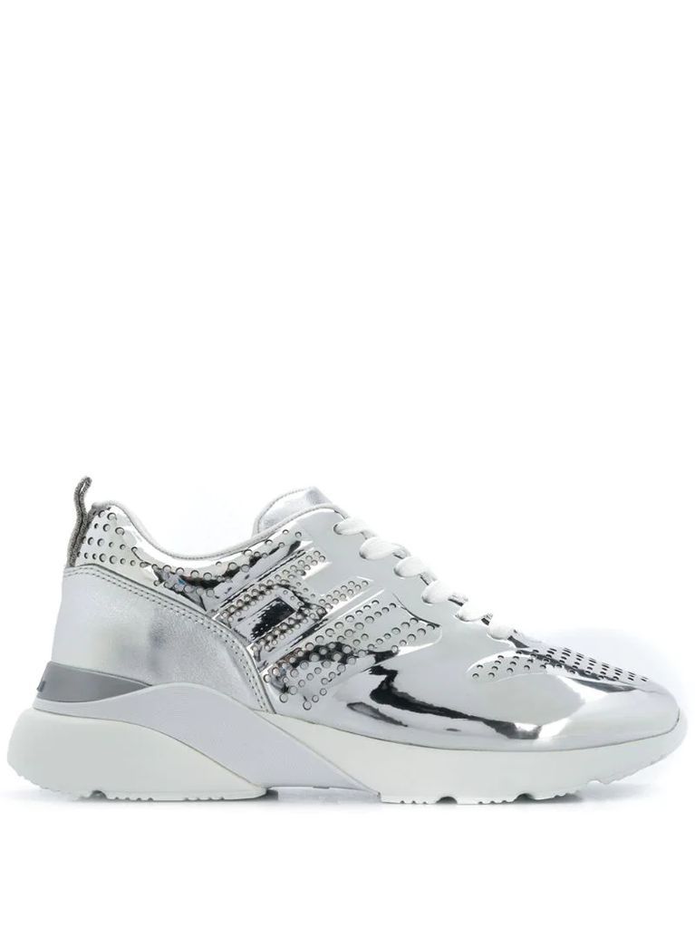 metallic lace-up sneakers