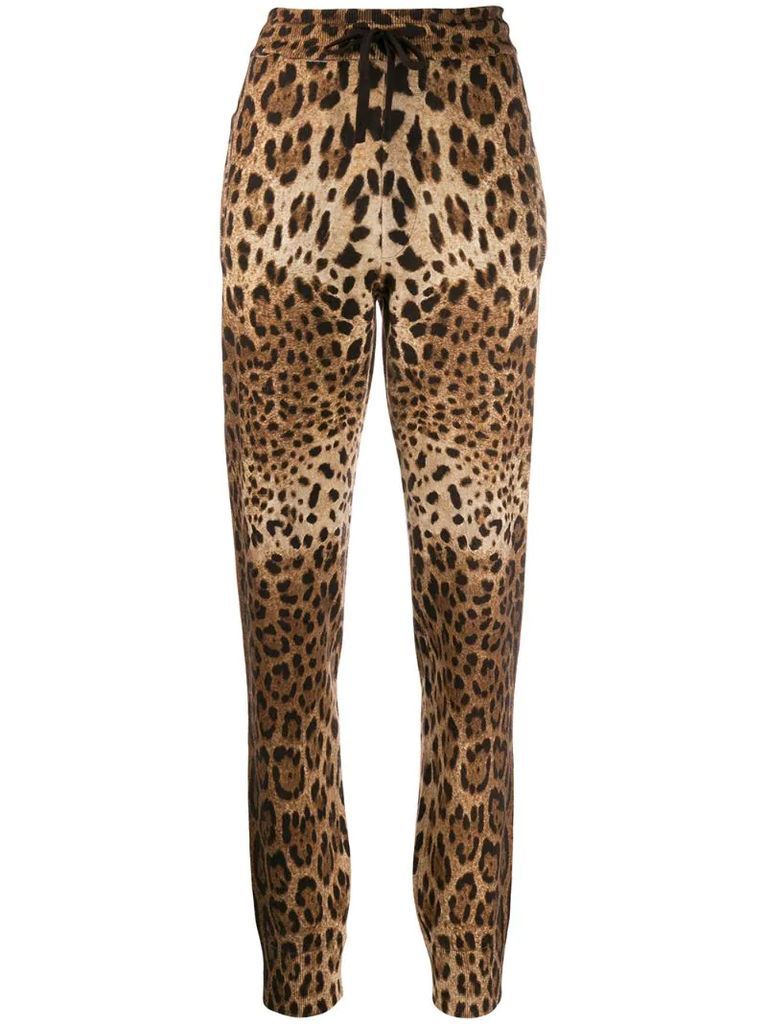 cashmere leopard print track pants