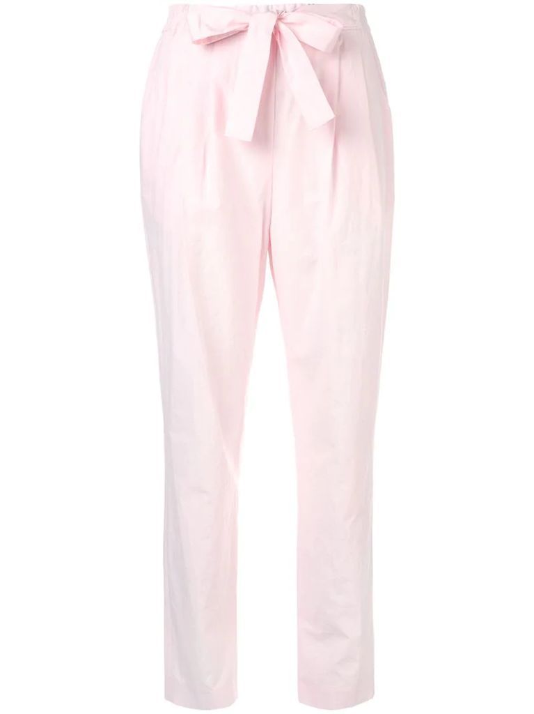waist-tied tailored trousers