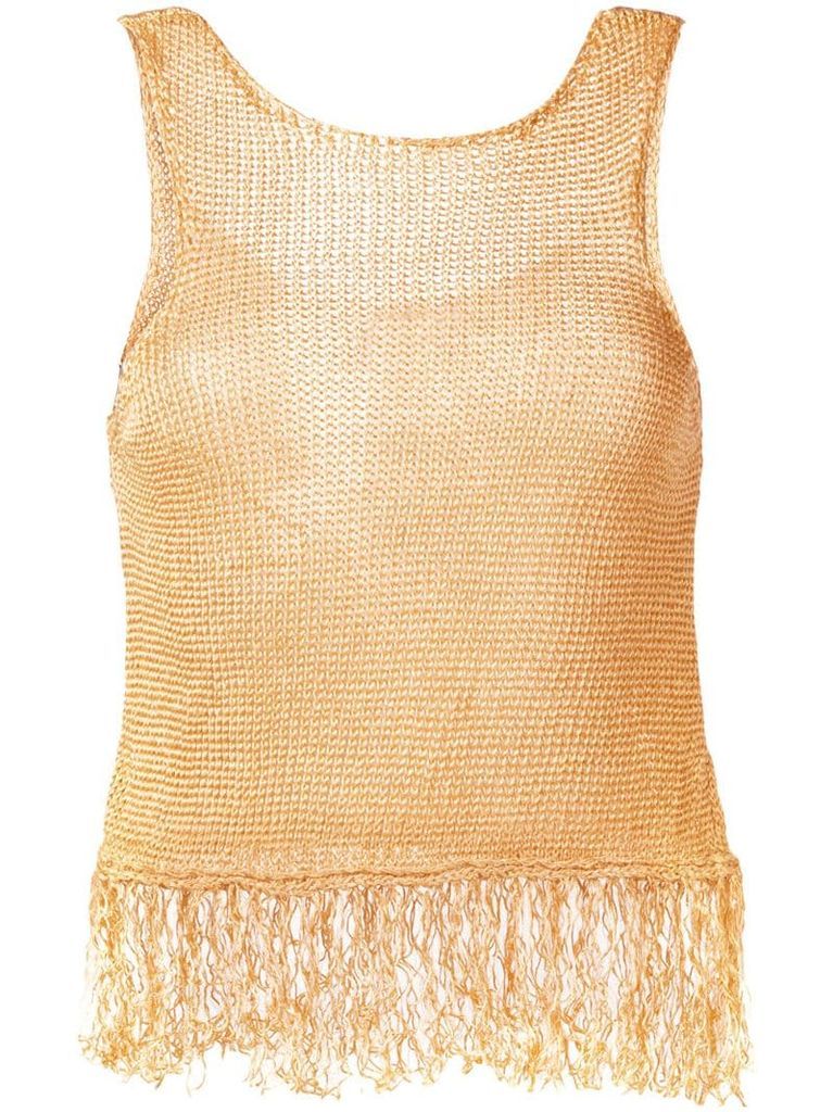 fringed knit tank top