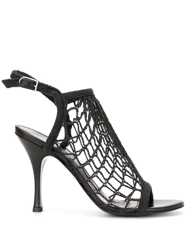 fishnet heeled sandals
