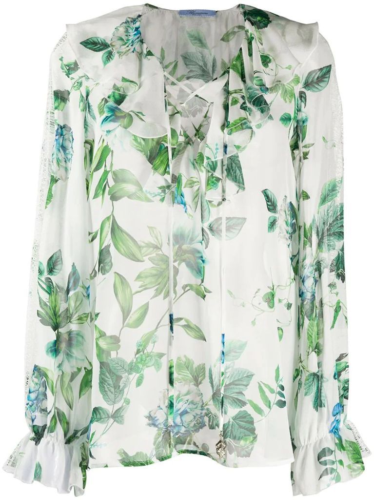 floral print silk blouse