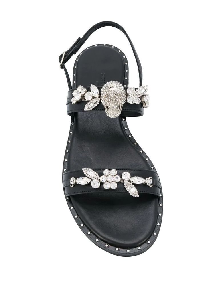 crystal embellished flat sandals