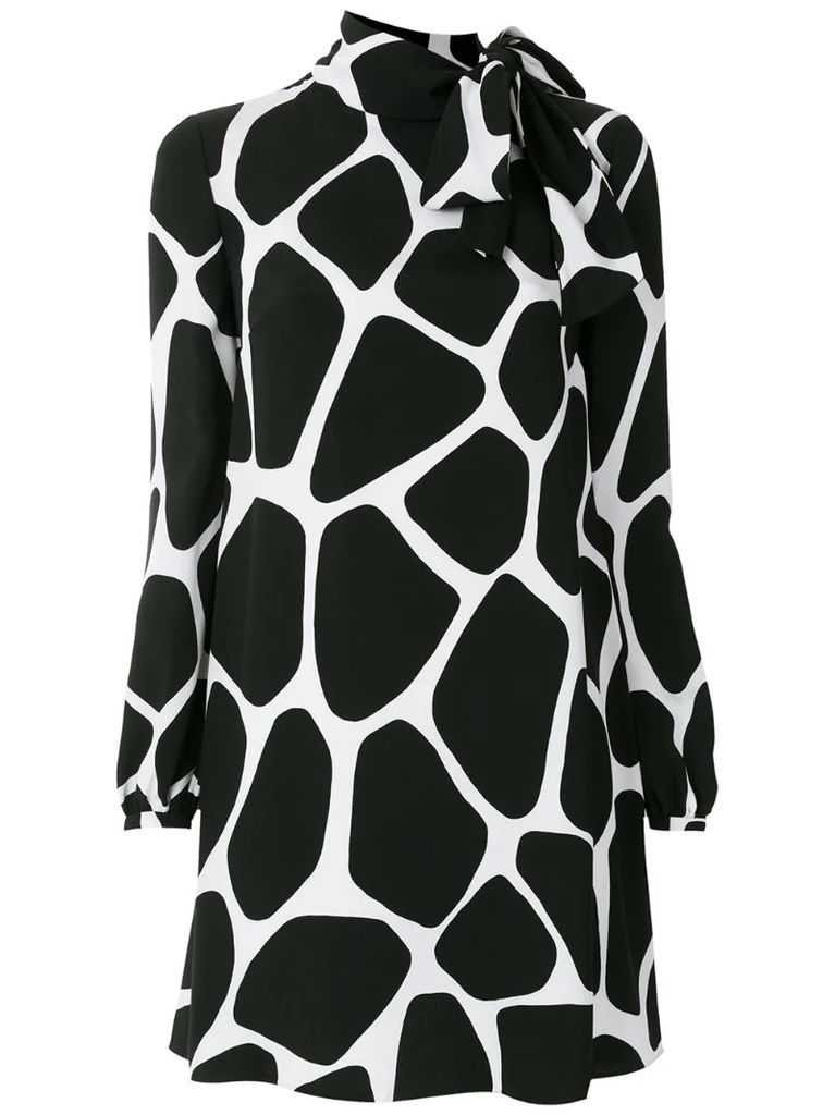 giraffe print silk mini dress