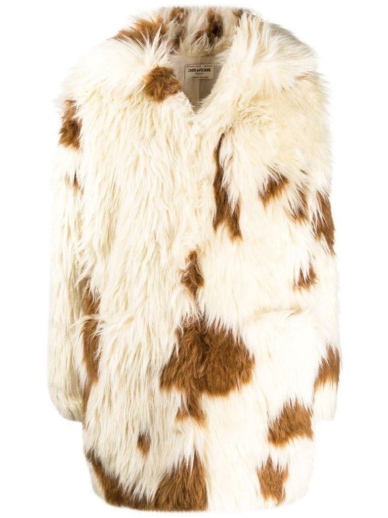 faux fur long sleeve coat