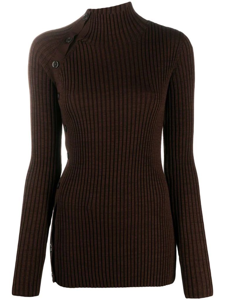 ribbed-knit high-neck jumper
