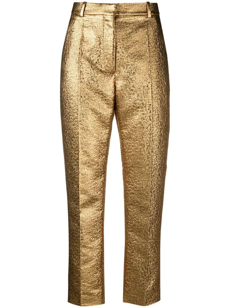 golden cropped trousers