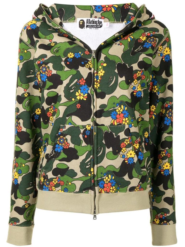 floral-print zip hoodie