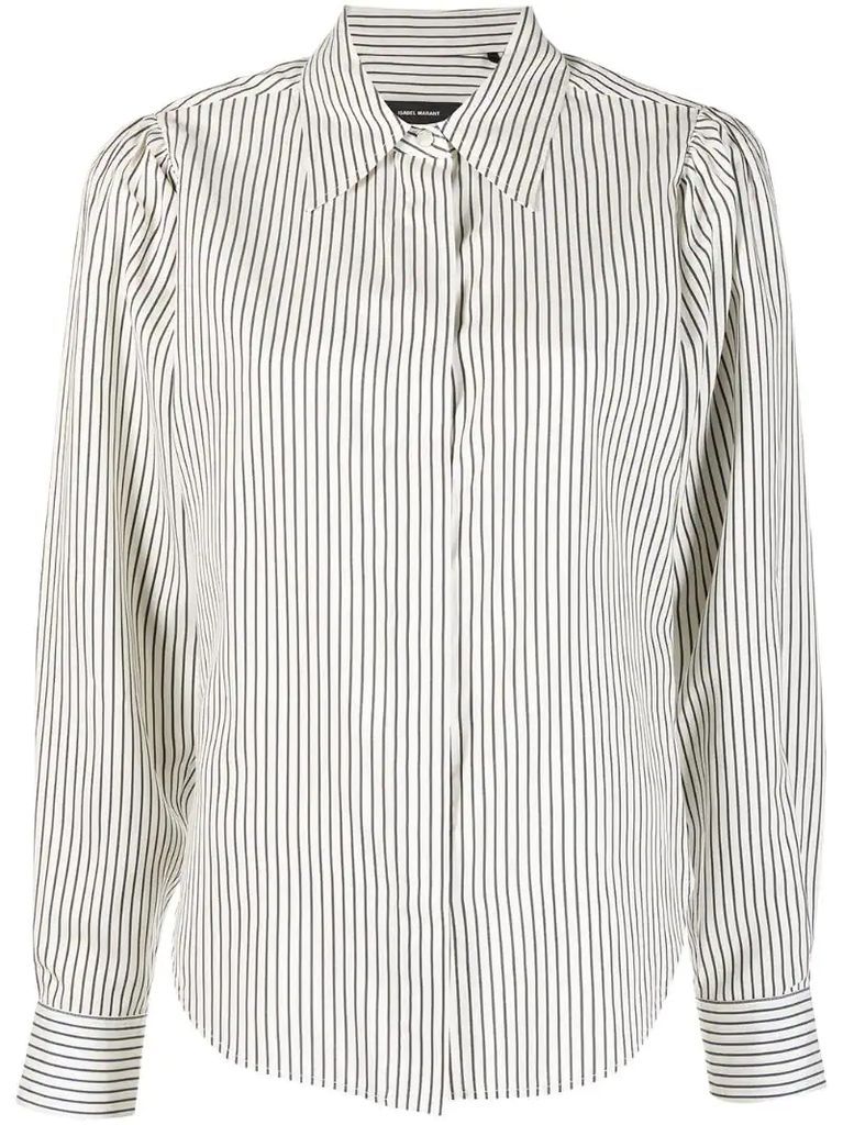 concealed fastening striped shirt
