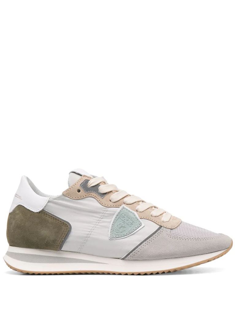 tonal leather panelled trainers