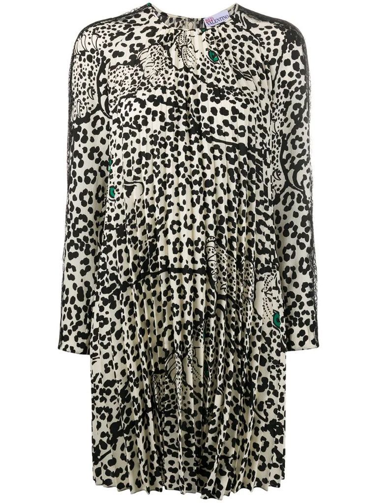 Leo Panther-print pleated dress