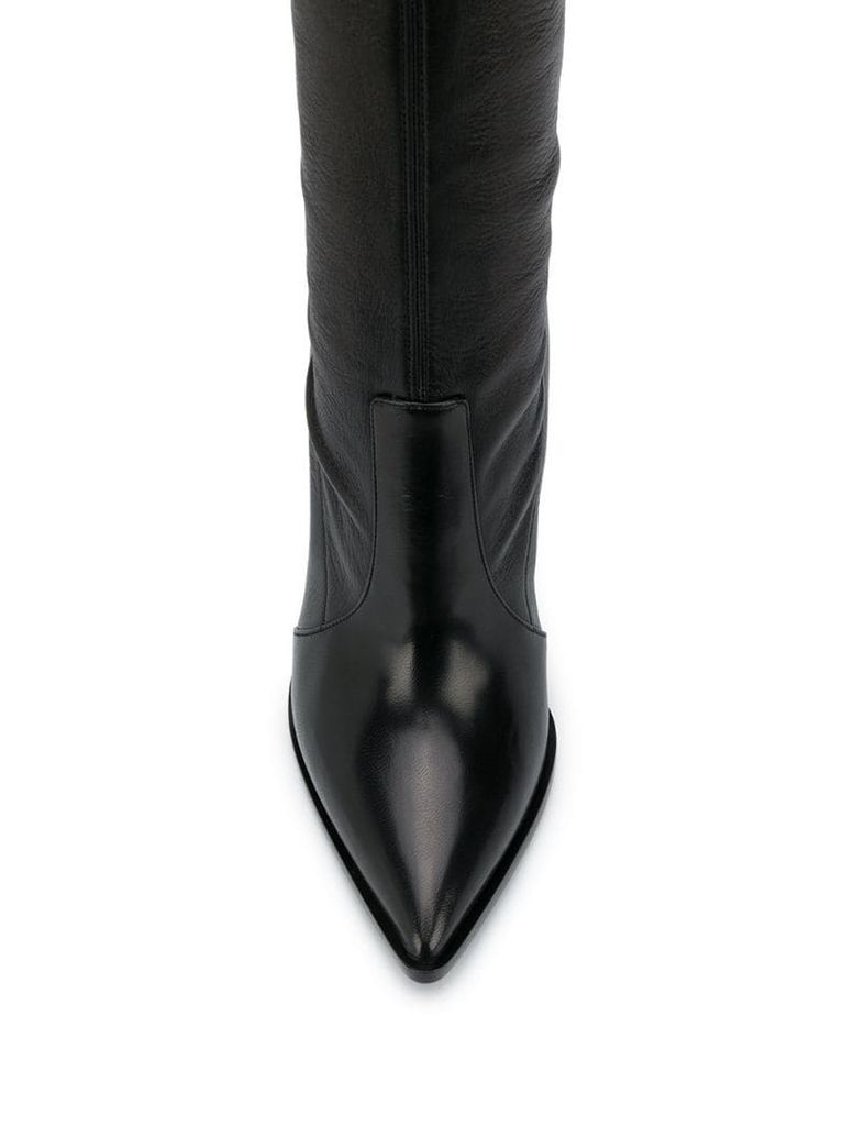 pointed over-the-knee boots