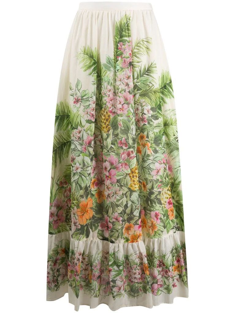 Jungle-print maxi skirt