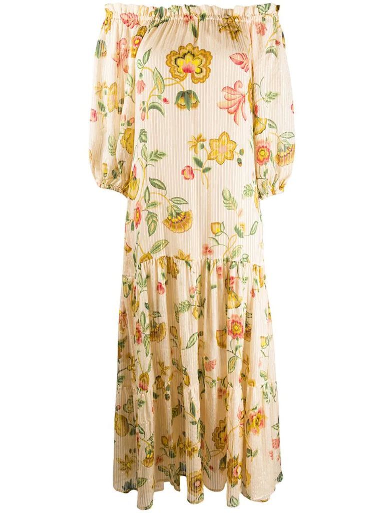 floral-print off-the-shoulder dress
