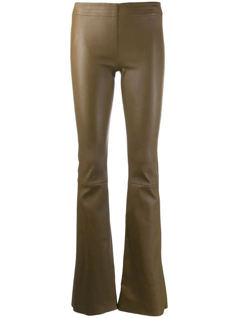 flared textured trousers