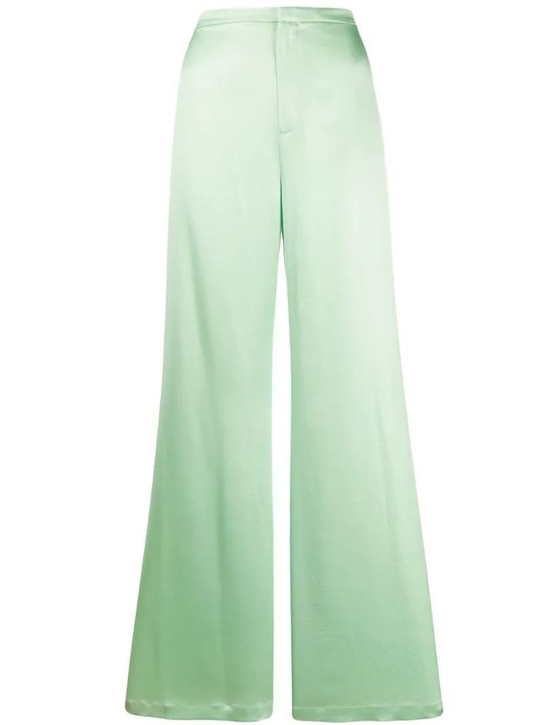 Shine Wash and Go satin wide leg trousers