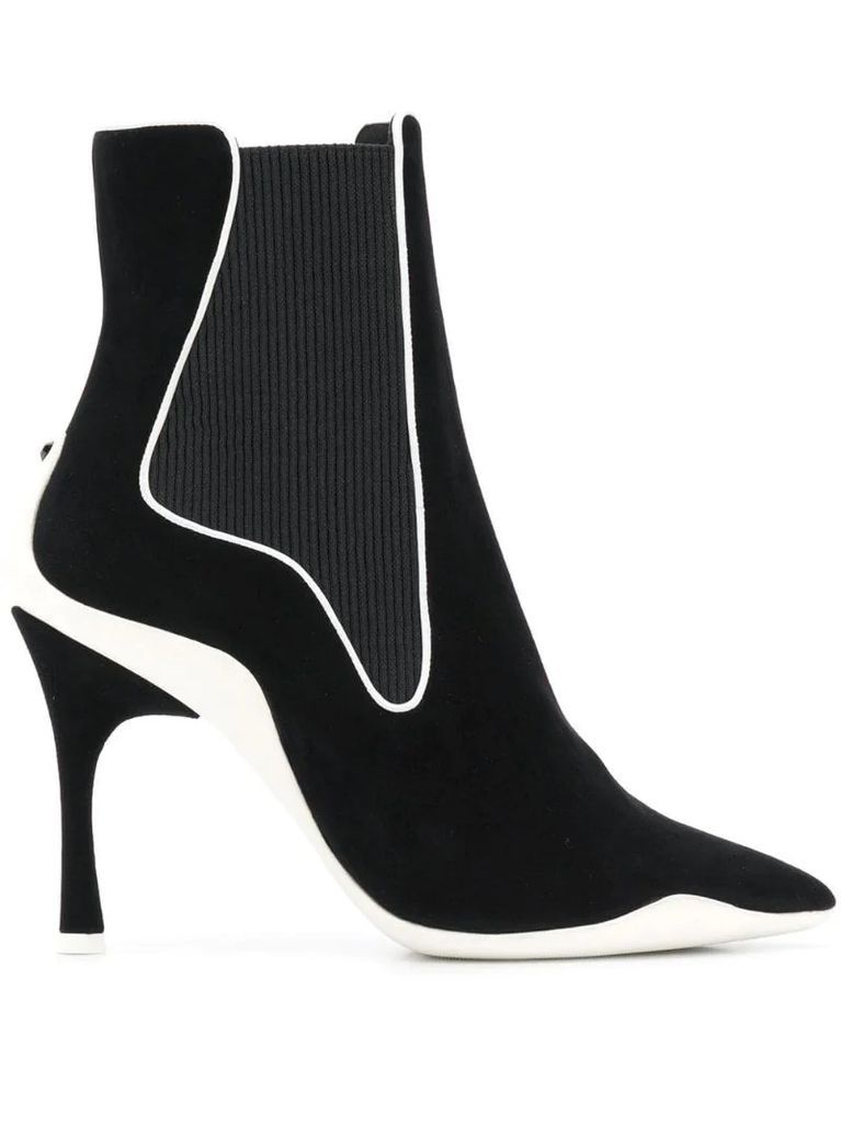 ribbed side ankle boots