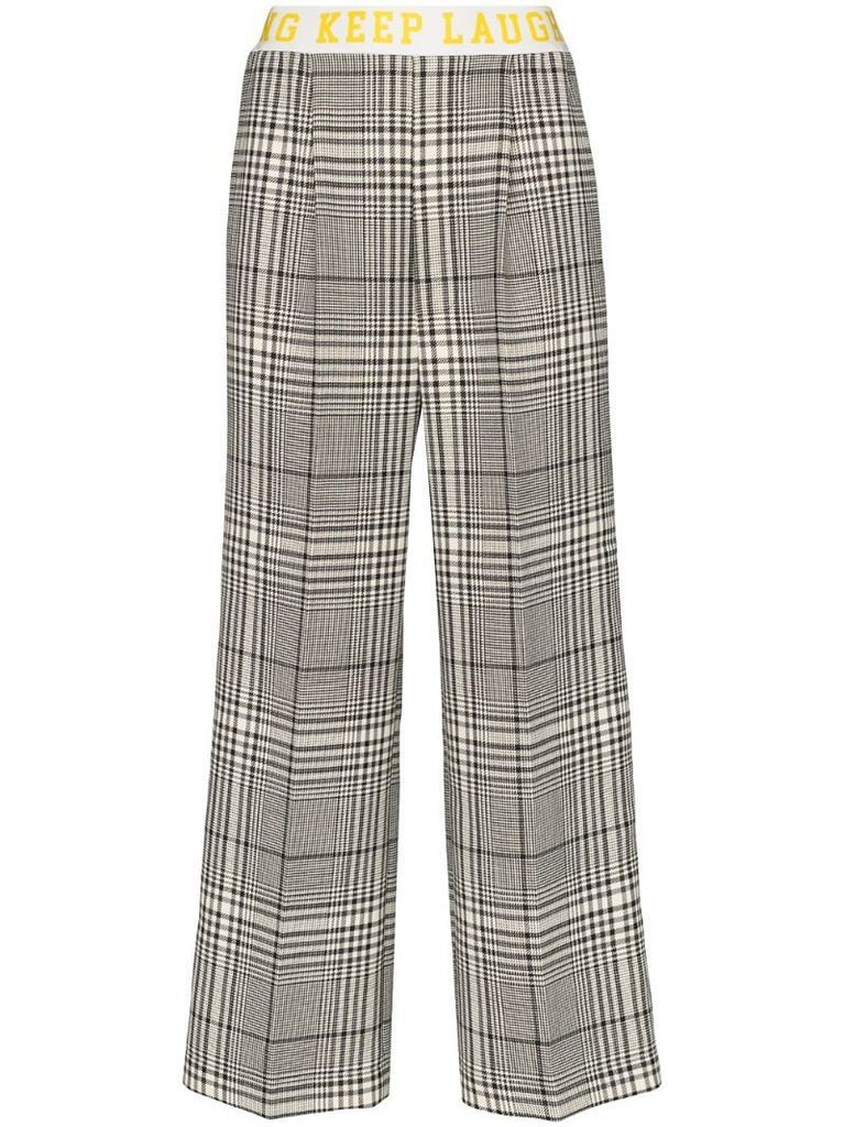 contrast stripe check trousers
