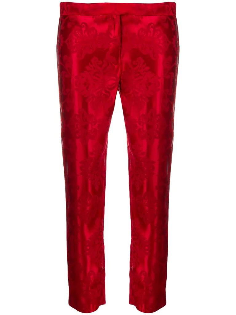 floral embroidered skinny trousers