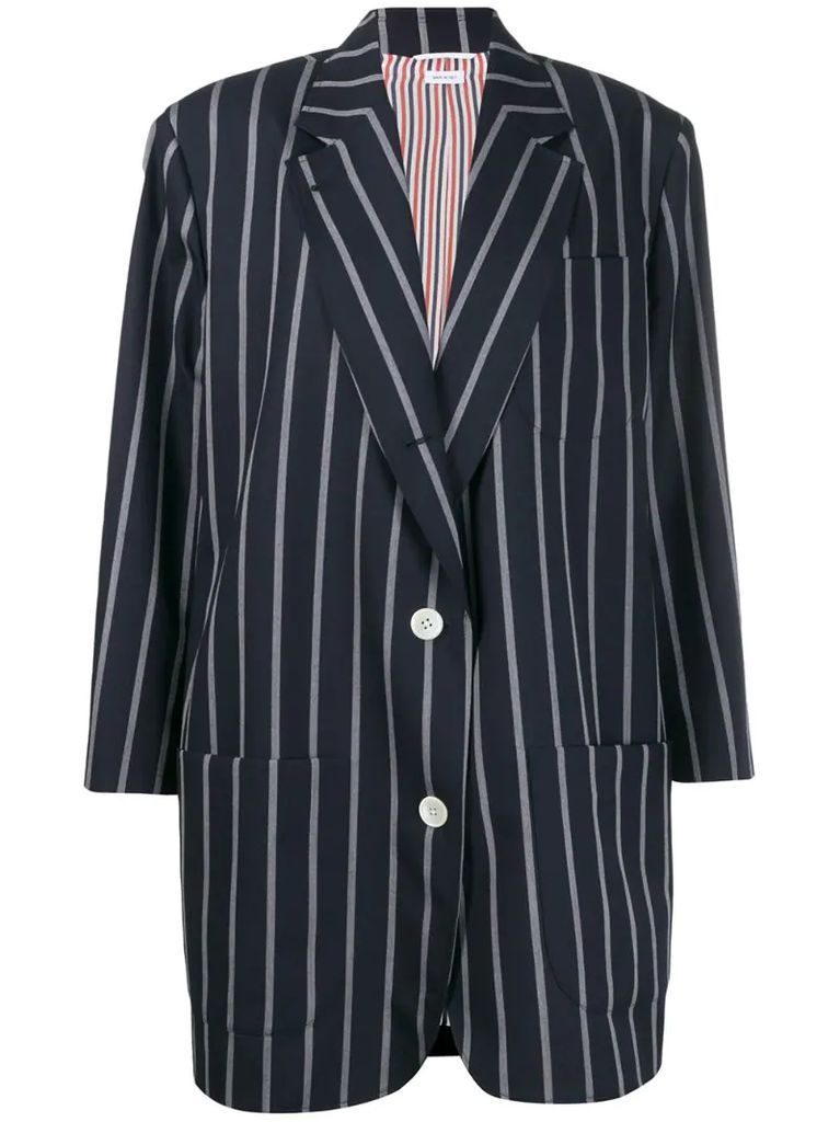 vertical-stripe oversized coat