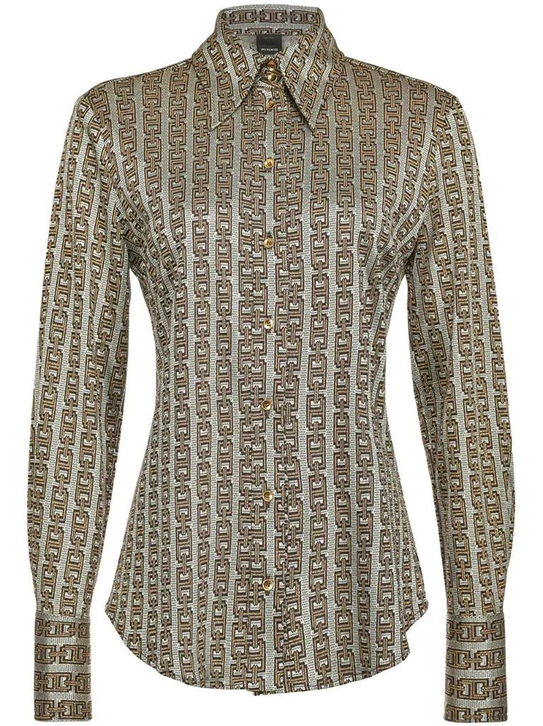 jacquard-woven chain pattern shirt
