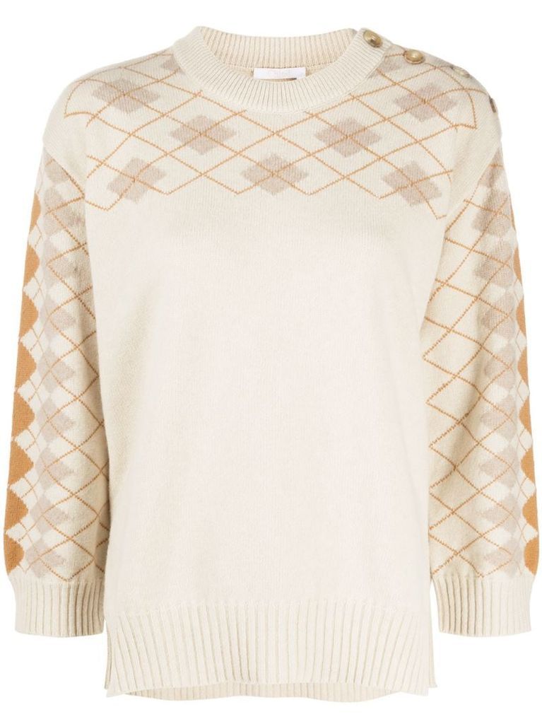 buttoned argyle jumper