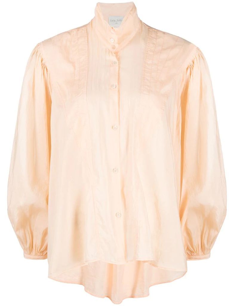 pleat-detail long-sleeve blouse