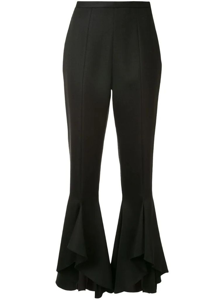 high-rise frilled trousers