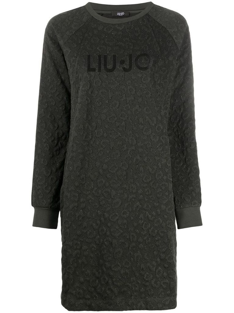 chevron leopard pattern sweater dress