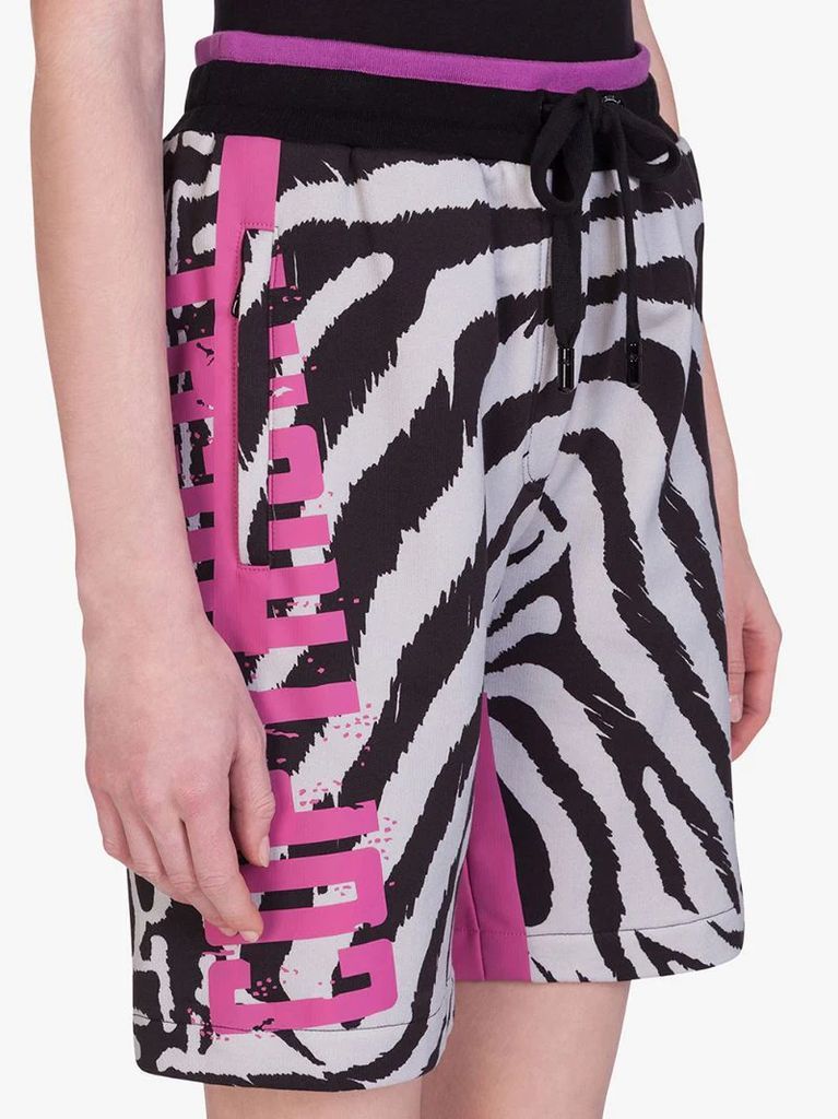 zebra-print track shorts