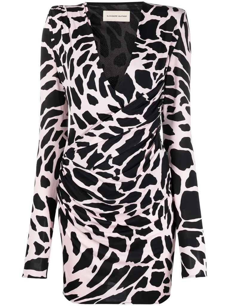 giraffe-print cocktail dress