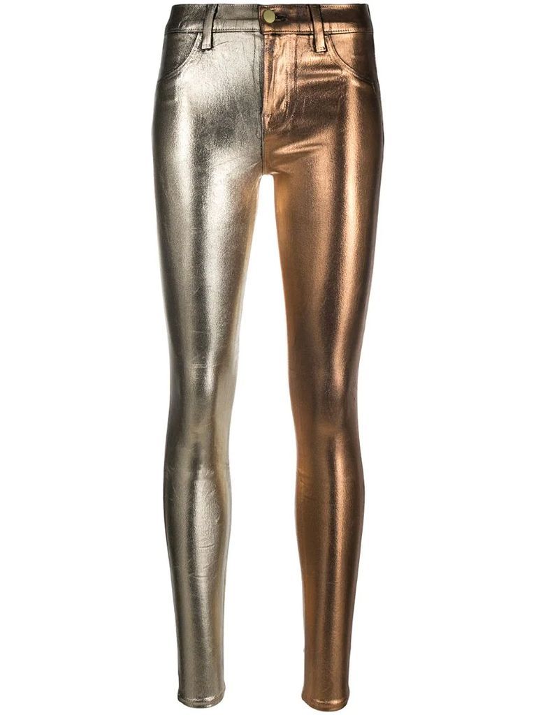 metallic skinny-cut trousers