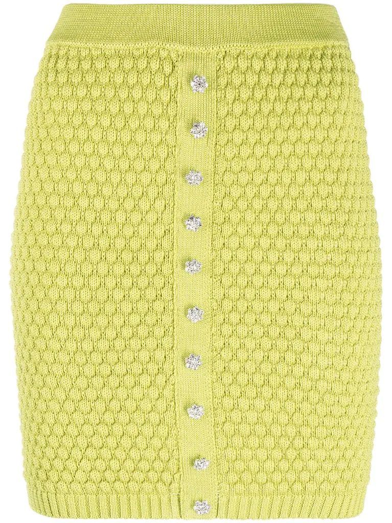 button-embellished knitted skirt