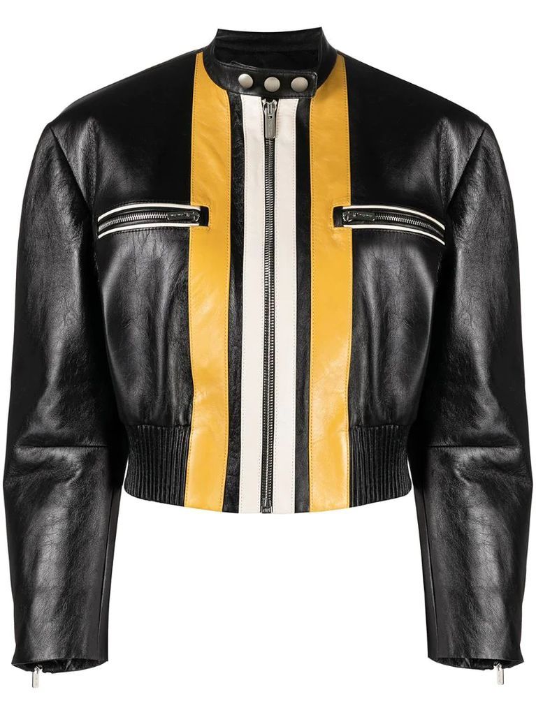 stripe-front bomber jacket