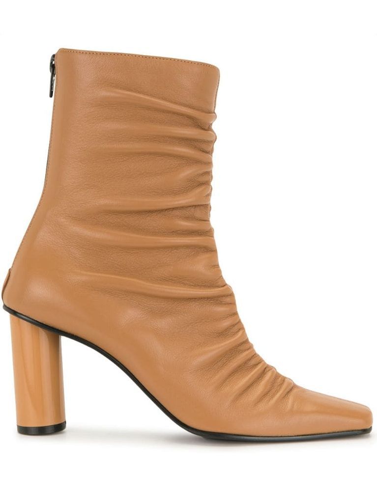 ruched square-toe boots