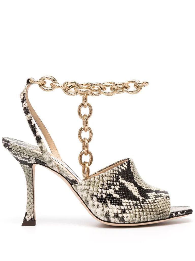 chain-link snake print sandals