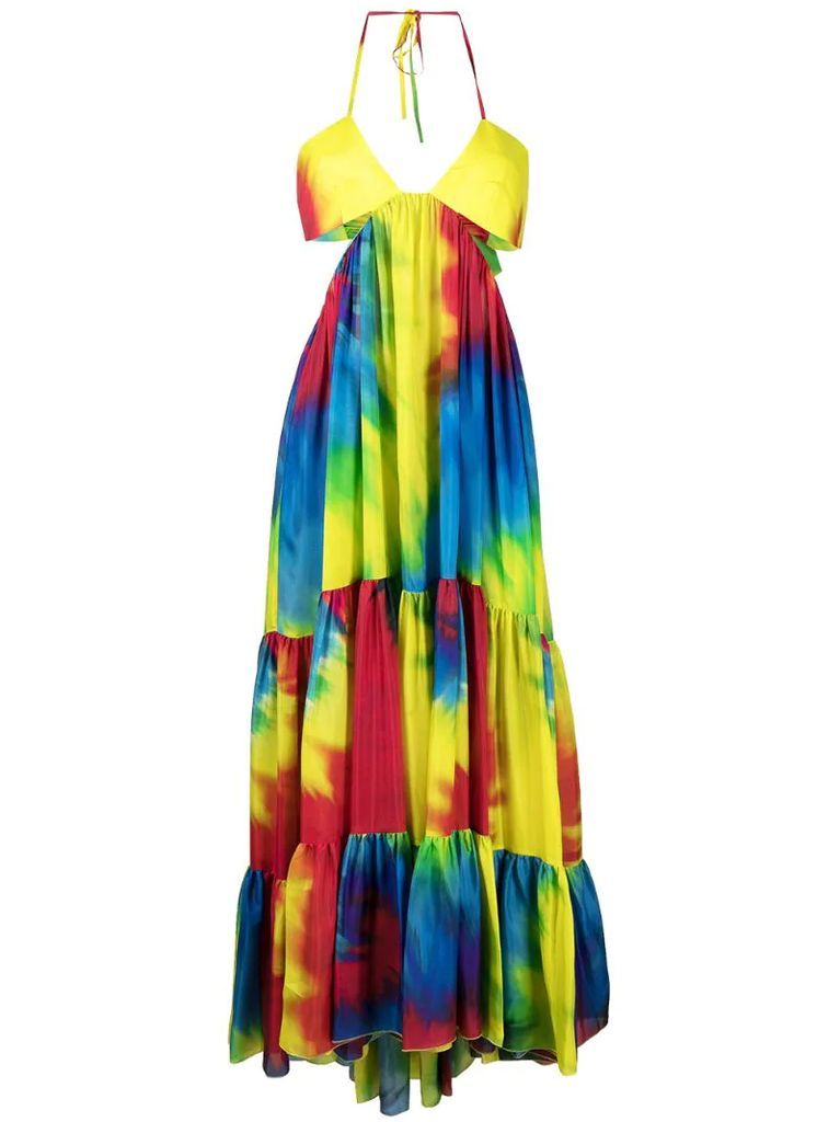 tie-dye high-low babydoll dress