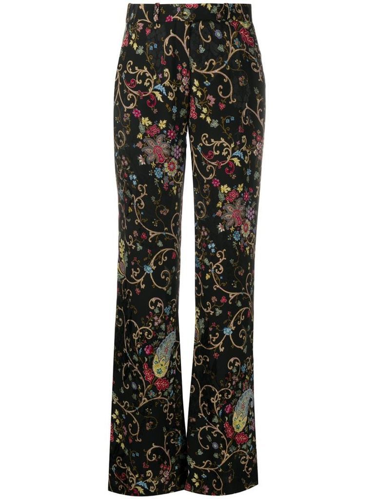 floral-print high-waist trousers