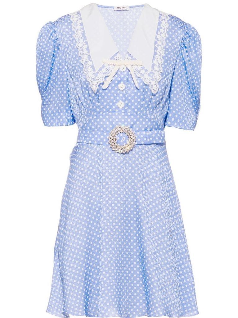 polka-dot crystal-embellished dress