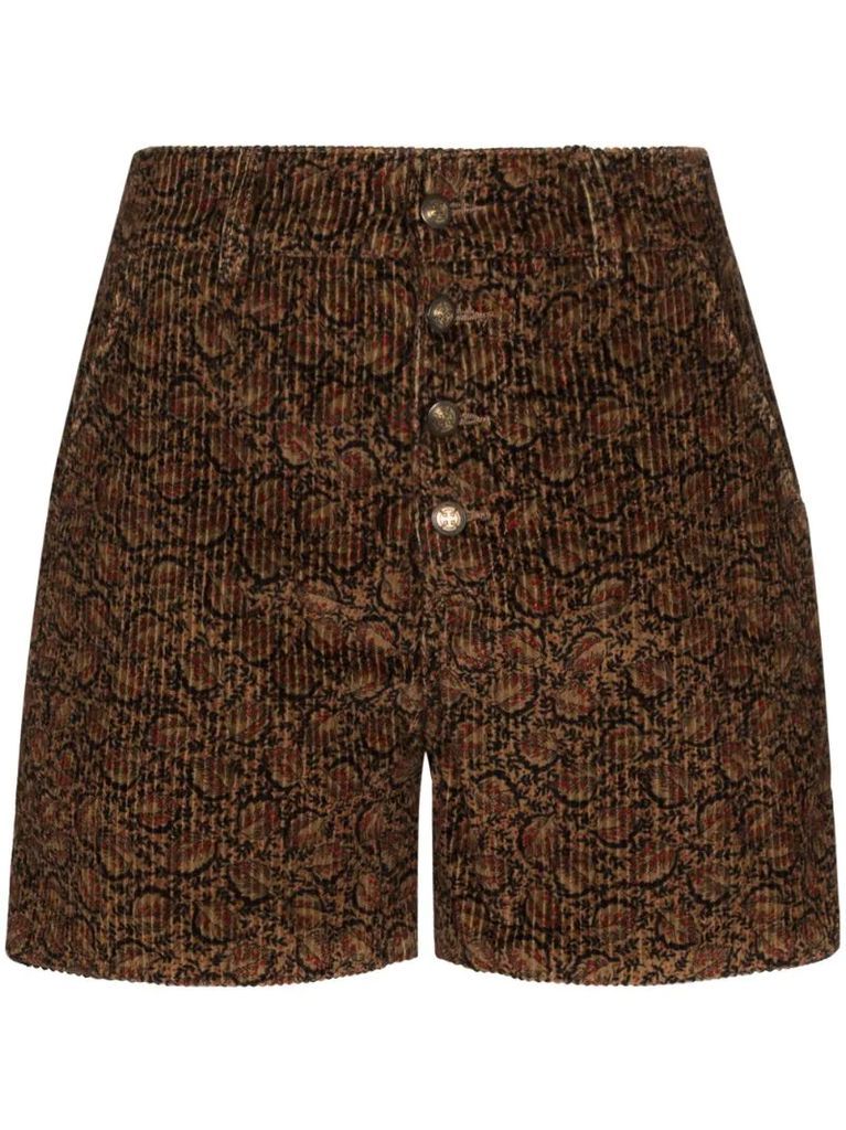 tapestry-print corduroy shorts
