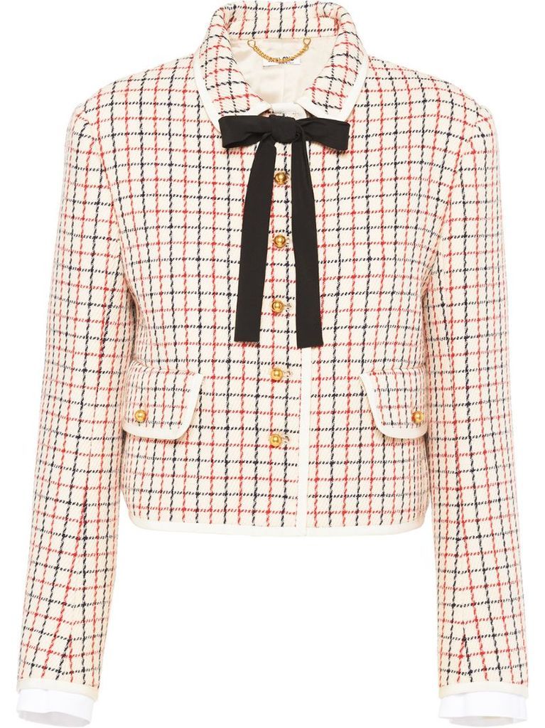 checked fitted jacket