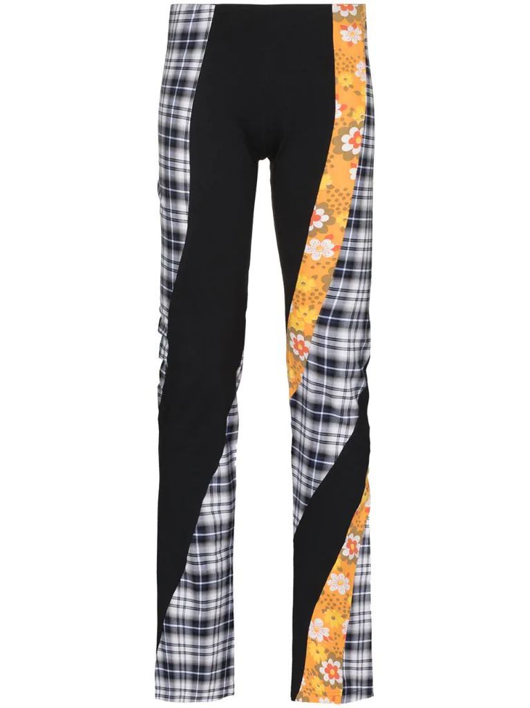 multi-print panelled trousers