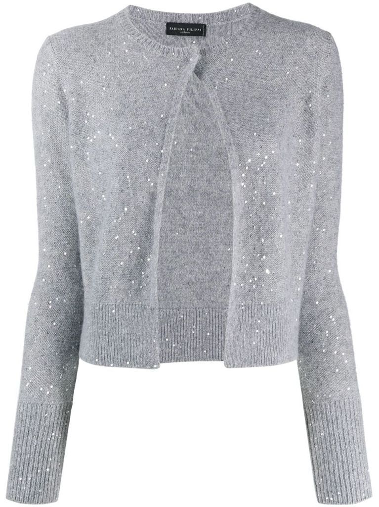 glitter detail knitted cardigan