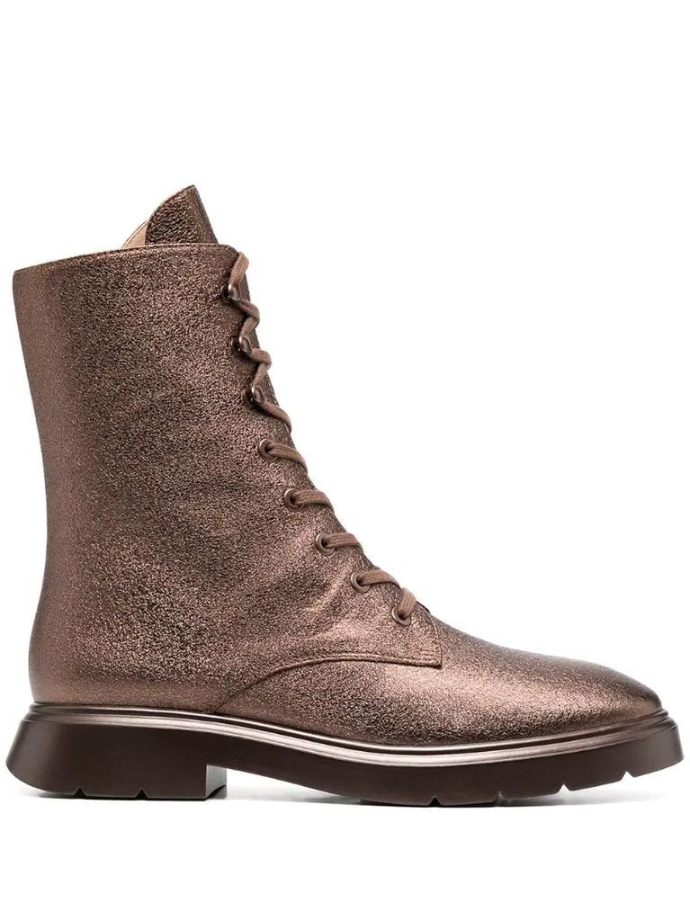 bronze leather ankle boots