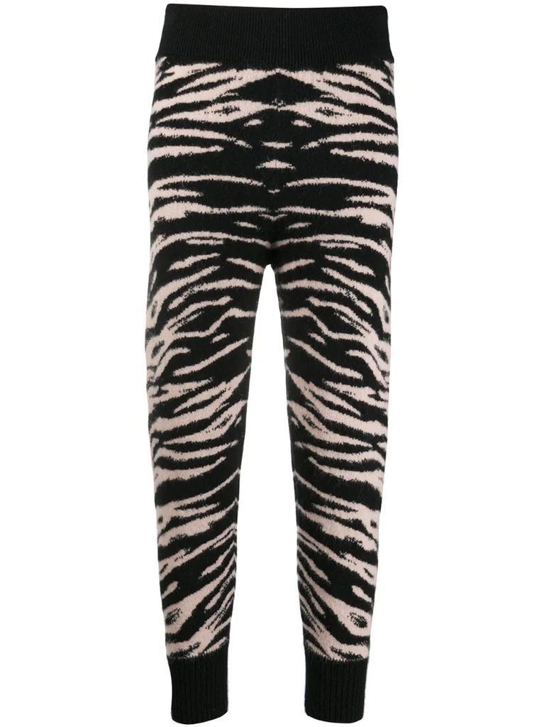tiger-jacquard cropped trousers